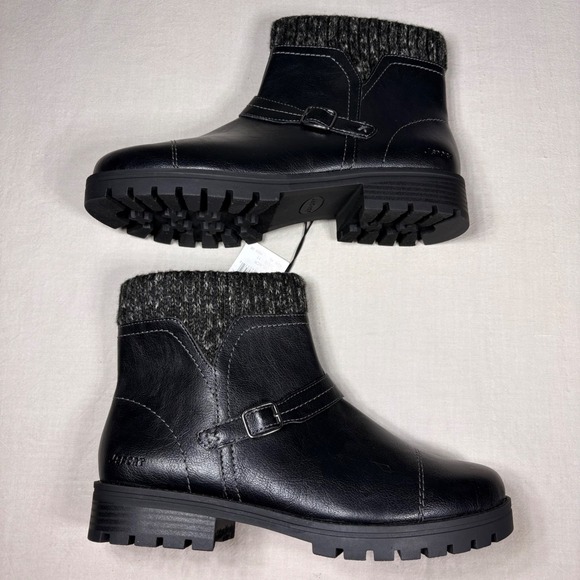 JSport by Jambu Shoes - JSport by Jambu Violet‎ Black Ankle Boots Knit Collar Memory Foam  11M